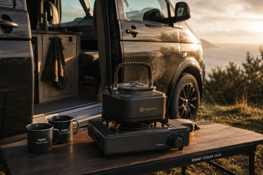 Kempingová konvice 1,1 l – RidgeMonkey Square Kettle Large Paracord Edition
