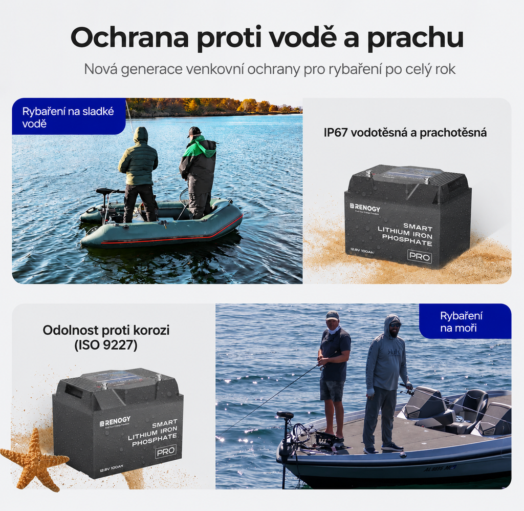 Baterie Renogy PRO 100Ah 12V LiFePO4 Smart baterie s Bluetooth a vyhříváním