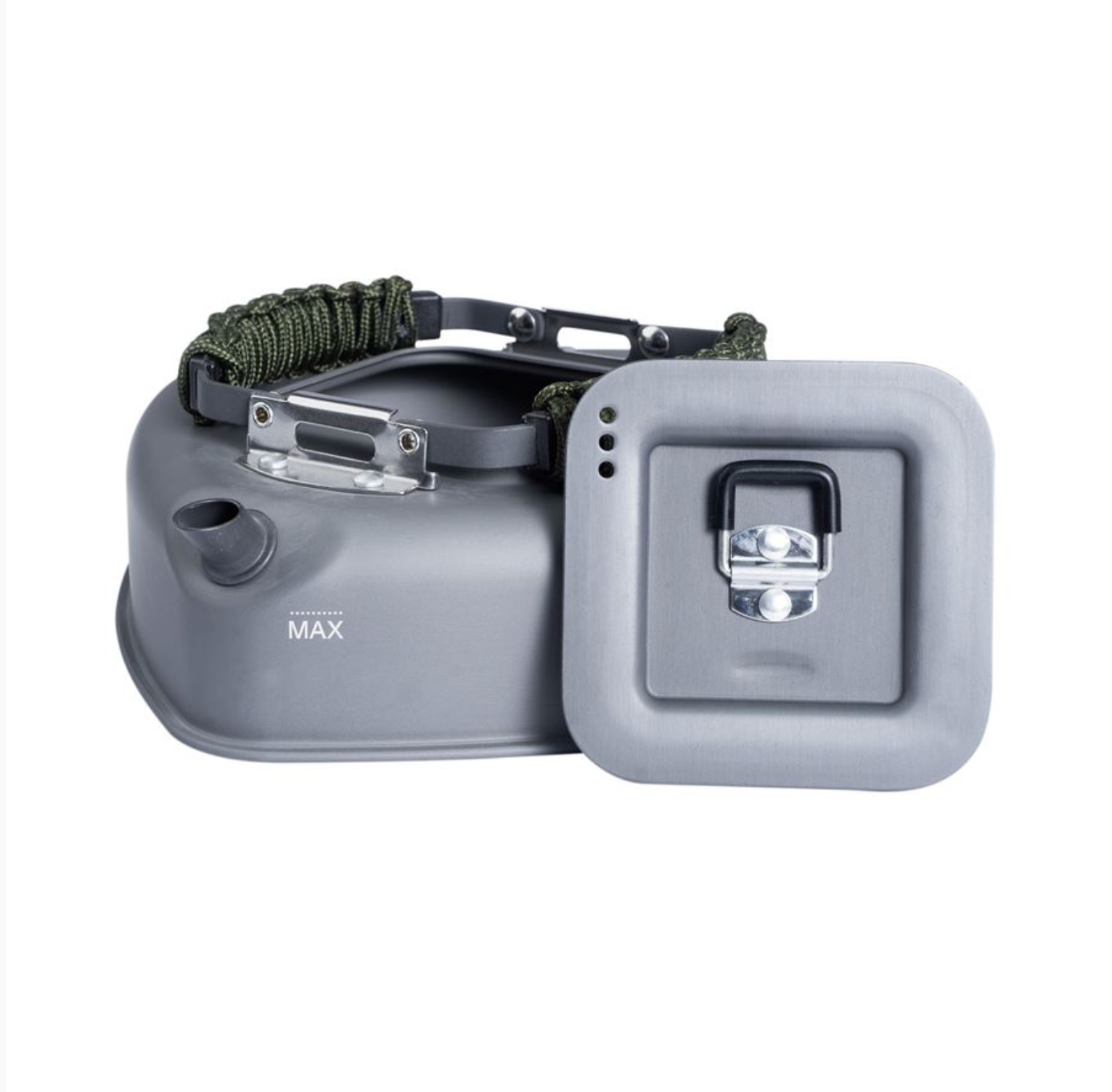 Kempingová konvice 0,5 l – RidgeMonkey Square Kettle Small Paracord Edition